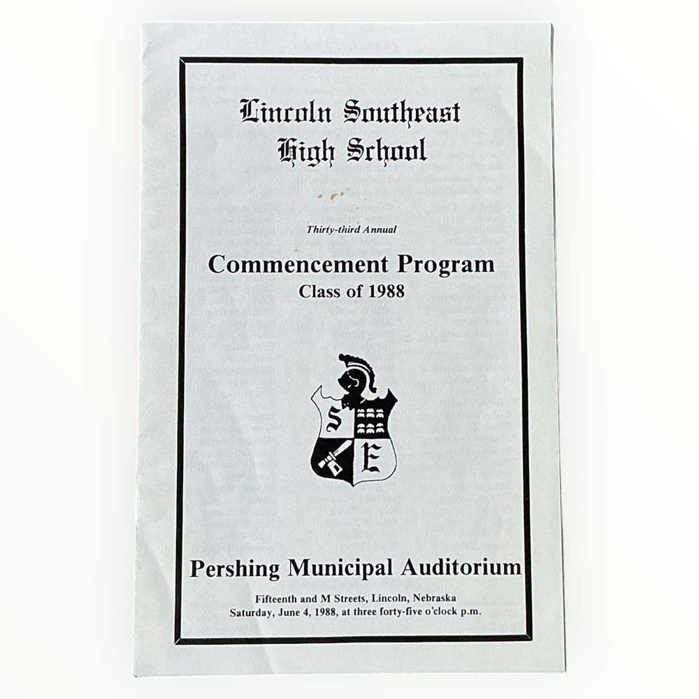 1988 Lincoln Southeast High School Commencement Program Lincoln Nebraska Vintage
